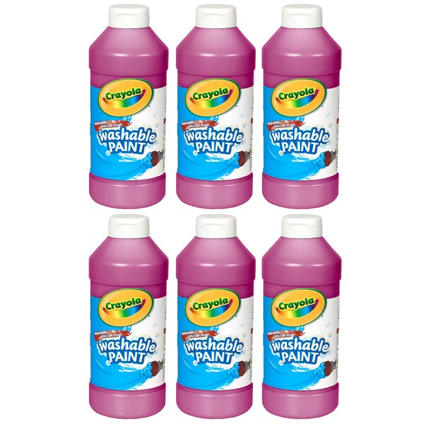 Washable Paint, Magenta, 16 oz. Bottles, PK6
